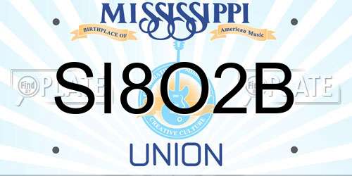 SI8O2B Mississippi License Plate