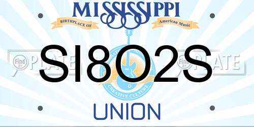 SI8O2S Mississippi License Plate