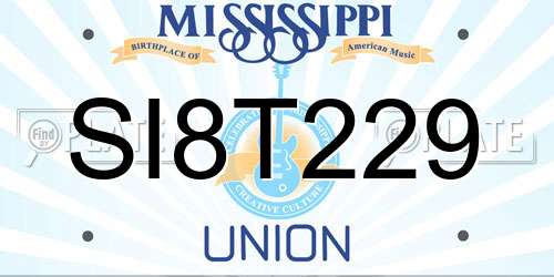 SI8T229 Mississippi License Plate