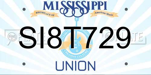 SI8T729 Mississippi License Plate