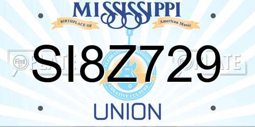 SI8Z729 Mississippi License Plate