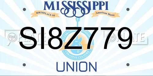 SI8Z779 Mississippi License Plate
