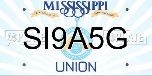 SI9A5G Mississippi License Plate