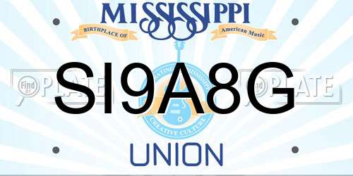 SI9A8G Mississippi License Plate