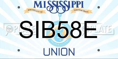 SIB58E Mississippi License Plate