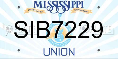 SIB7229 Mississippi License Plate