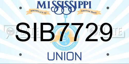 SIB7729 Mississippi License Plate