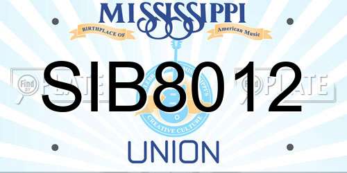 SIB8012 Mississippi License Plate