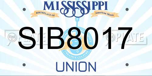 SIB8017 Mississippi License Plate
