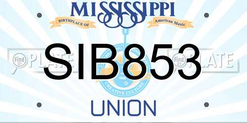 SIB853 Mississippi License Plate