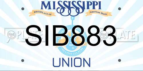 SIB883 Mississippi License Plate