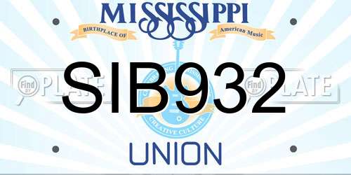 SIB932 Mississippi License Plate