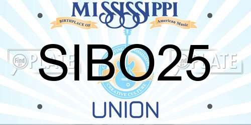 SIBO25 Mississippi License Plate