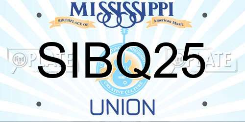SIBQ25 Mississippi License Plate