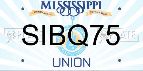 SIBQ75 Mississippi License Plate