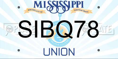 SIBQ78 Mississippi License Plate