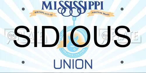 SIDIOUS Mississippi License Plate