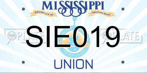 SIE019 Mississippi License Plate