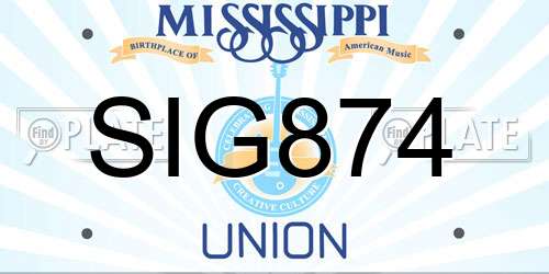 SIG874 Mississippi License Plate