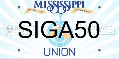 SIGA50 Mississippi License Plate
