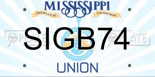SIGB74 Mississippi License Plate