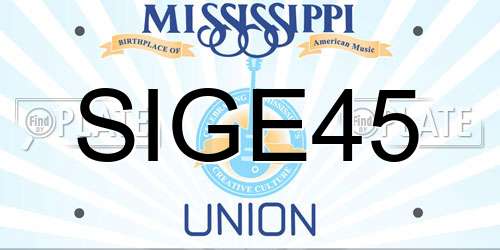 SIGE45 Mississippi License Plate