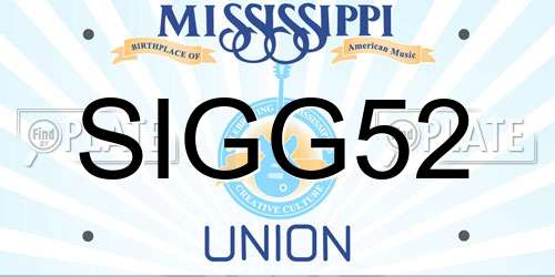 SIGG52 Mississippi License Plate