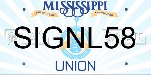 SIGNL58 Mississippi License Plate