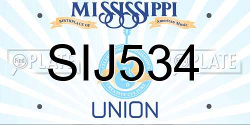 SIJ534 Mississippi License Plate