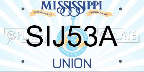 SIJ53A Mississippi License Plate