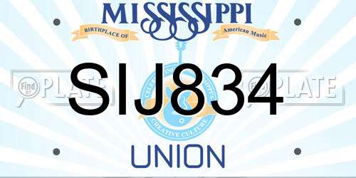 SIJ834 Mississippi License Plate