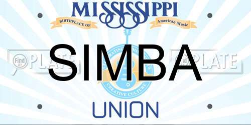 SIMBA Mississippi License Plate