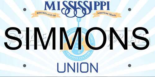 SIMMONS Mississippi License Plate