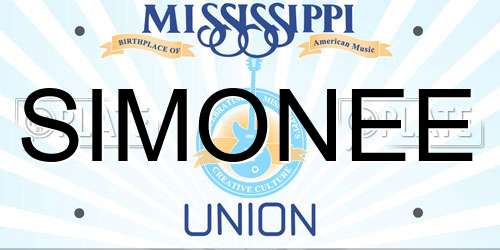 SIMONEE Mississippi License Plate