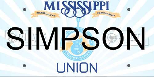 SIMPSON Mississippi License Plate
