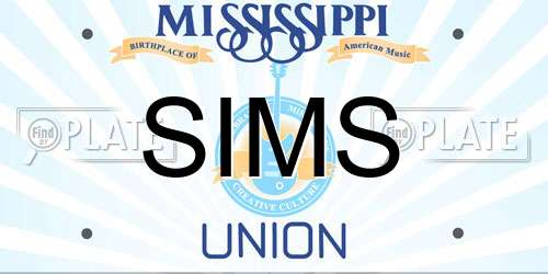 SIMS Mississippi License Plate