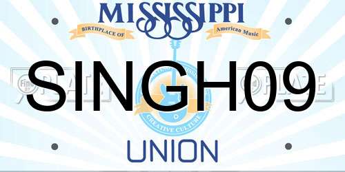 SINGH09 Mississippi License Plate
