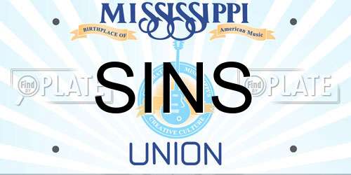 SINS Mississippi License Plate