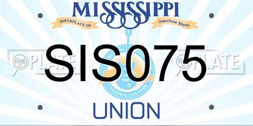SIS075 Mississippi License Plate