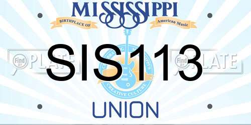 SIS113 Mississippi License Plate