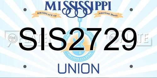 SIS2729 Mississippi License Plate