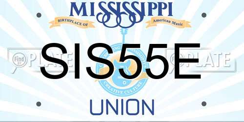SIS55E Mississippi License Plate