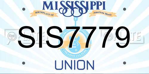 SIS7779 Mississippi License Plate