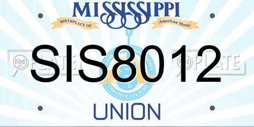 SIS8012 Mississippi License Plate