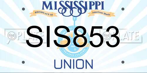 SIS853 Mississippi License Plate