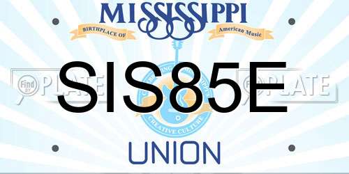 SIS85E Mississippi License Plate