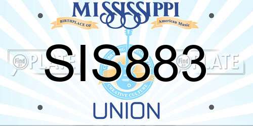 SIS883 Mississippi License Plate