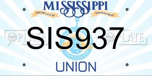SIS937 Mississippi License Plate