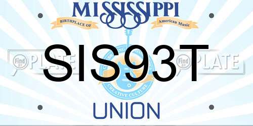 SIS93T Mississippi License Plate