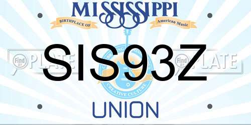 SIS93Z Mississippi License Plate